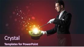  Presentation with conjuring - Amazing slides having lustrous - white glove hand conjuring something backdrop and a wine colored foreground