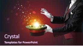  Presentation with conjuring - Amazing PPT layouts having lustrous - white glove hand conjuring something backdrop and a tawny brown colored foreground