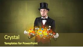  Presentation with super power - Colorful presentation theme enhanced with lustrous - young illusionist in tails hold backdrop and a tawny brown colored foreground