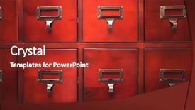  Presentation with cabinet - Slides featuring lustrous wooden card file cabinet background and a crimson colored foreground