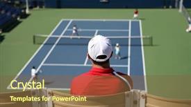  Presentation with tennis - Presentation theme featuring luv - man watching a tennis match background and a tawny brown colored foreground