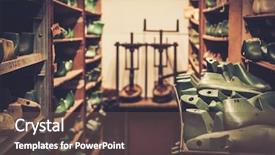  Presentation with shoe - Slide deck consisting of lux - various of vintage wooden shoe background and a tawny brown colored foreground