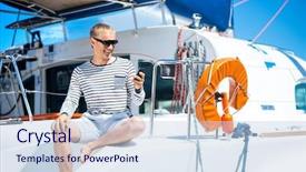  Presentation with sails sailing yacht catamaran sailing - Amazing slide set having lux - young and handsome man backdrop and a lemonade colored foreground