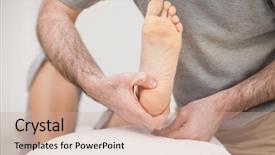  Presentation with capsules pills pill doctor prescription - Beautiful PPT theme featuring luxation - doctor placing the foot backdrop and a  colored foreground