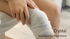  Presentation with knee - Presentation theme with luxation - little girl sitting on chair background and a  colored foreground