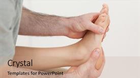  Presentation with e ball technology - Cool new presentation with luxation - osteopath holding the ball backdrop and a  colored foreground