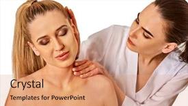  Presentation with massage therapy - Presentation theme with luxation - shoulder and neck massage background and a coral colored foreground