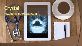  Presentation with tablet - PPT theme with luxation - x-ray on tablet screen background and a tawny brown colored foreground