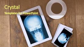  Presentation with phone - Slides consisting of luxation - x-ray on tablet screen background and a tawny brown colored foreground