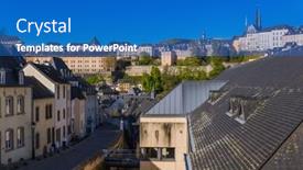  Presentation with luxembourg - Audience pleasing theme consisting of luxembourg-city-cityscape-architecture-background backdrop and a teal colored foreground