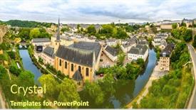  Presentation with luxembourg - Cool new theme with luxembourg-cityscape-church-on-river backdrop and a tawny brown colored foreground