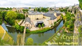  Presentation with luxembourg - Slide deck enhanced with luxembourg-cityscape-church-on-river background and a tawny brown colored foreground
