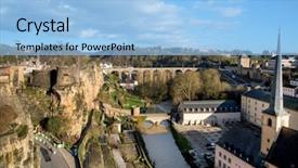  Presentation with city church - Cool new presentation theme with luxemburg - alzette river in luxembourg city backdrop and a light blue colored foreground