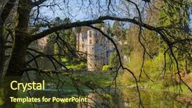  Presentation with luxembourg - Cool new PPT theme with luxemburg - beaufort castle ruins in luxembourg backdrop and a tawny brown colored foreground