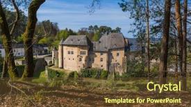  Presentation with luxembourg - PPT theme with luxemburg - bourglinster castle in luxembourg background and a tawny brown colored foreground