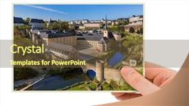  Presentation with luxembourg - Slide deck having luxemburg - hand and luxembourg city cityscape background and a tawny brown colored foreground