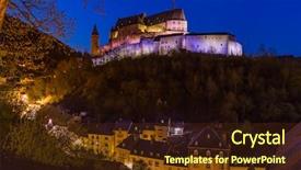  Presentation with luxembourg - Colorful theme enhanced with luxemburg - vianden castle in luxembourg backdrop and a  colored foreground