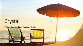  Presentation with scenery environment sunrise beam - Beautiful PPT layouts featuring luxery - pair of beach loungers backdrop and a lemonade colored foreground