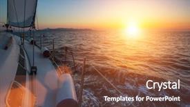  Presentation with sunset sailing - Presentation theme enhanced with luxery sailing yacht glides background and a tawny brown colored foreground