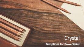  Presentation with charcoal - Colorful theme enhanced with luxurious charcoal drawing pencils on a wooden table backdrop and a tawny brown colored foreground