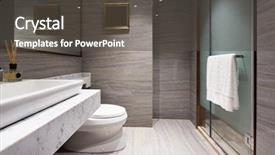  Presentation with bathroom - PPT theme having bath house - decoration and design in modern background and a dark gray colored foreground