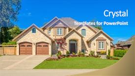  Presentation with luxury house - PPT theme having luxury house at sunny day background and a cobalt blue colored foreground
