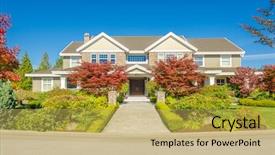  Presentation with luxury house - Cool new theme with luxury house at sunny day backdrop and a yellow colored foreground