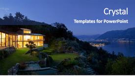  Presentation with villa - Colorful slides enhanced with house light - night landscape with alight villa backdrop and a teal colored foreground