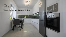  Presentation with dining table - Slide deck with luxurious-modern-trendy-white background and a light gray colored foreground