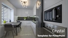  Presentation with dining table - PPT theme with luxurious-modern-trendy-white background and a dark gray colored foreground