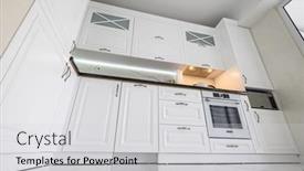  Presentation with wide - Amazing slide set having luxurious-white-modern-kitchen-interior backdrop and a light gray colored foreground