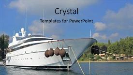  Presentation with yacht - Colorful slides enhanced with tropical island cruise ship docked - luxurious yacht moored in greece backdrop and a light blue colored foreground
