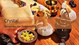  Presentation with luxury - Presentation design with luxury ayurvedic spa massage still background and a gold colored foreground