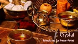  Presentation with luxury - Slide set having luxury ayurvedic spa massage still background and a tawny brown colored foreground