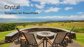  Presentation with mechanical engineering industrial safety fire - Presentation theme having luxury backyard fire pit background and a light blue colored foreground