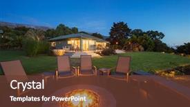  Presentation with fire - Slides featuring luxury backyard fire pit background and a tawny brown colored foreground