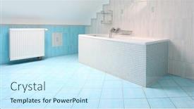  Presentation with ceramic tiles - Beautiful PPT theme featuring luxury-bathroom-closeup-ceramic-tiles backdrop and a cool aqua colored foreground