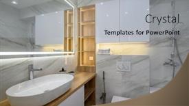  Presentation with marble tile texture stone wall - Slide set consisting of luxury-bathroom-interior-with-marble background and a  colored foreground