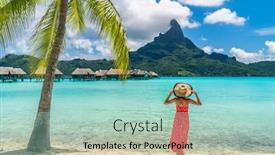  Presentation with holiday destination - Beautiful theme featuring luxury-beach-vacation-travel-destination backdrop and a mint green colored foreground