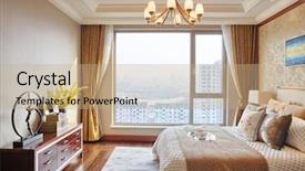  Presentation with room interior design - Presentation theme consisting of luxury bed room interior background and a coral colored foreground