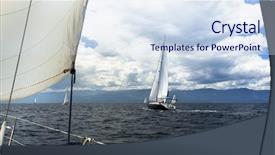  Presentation with sea weather - Audience pleasing PPT theme consisting of luxury boat on the sea backdrop and a  colored foreground