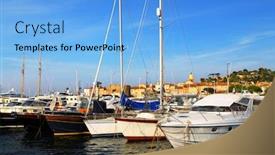  Presentation with dock - Beautiful presentation design featuring luxury boats at the dock backdrop and a light blue colored foreground