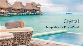  Presentation with luxury travel - PPT theme featuring luxury-bora-bora-overwater-bungalow background and a light blue colored foreground