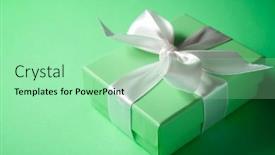  Presentation with luxury - Audience pleasing PPT theme consisting of luxury-box-tied backdrop and a mint green colored foreground