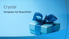  Presentation with blue ribbon - PPT theme consisting of luxury-box-tied background and a light blue colored foreground