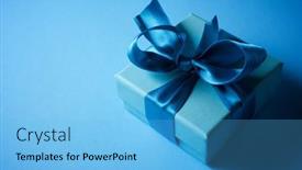  Presentation with blue ribbon - Beautiful PPT layouts featuring luxury-box-tied backdrop and a light blue colored foreground