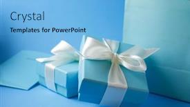  Presentation with luxury - Presentation theme having luxury-boxes-tied background and a light blue colored foreground