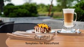  Presentation with cappuccino - Slide set having luxury-cake-and-cappuccino background and a coral colored foreground