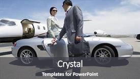  Presentation with car door - Slide set with luxury car - businessman holding door of convertible background and a dark gray colored foreground