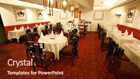  Presentation with chinese restaurant - Presentation theme featuring luxury chinese restaurant in hotel background and a tawny brown colored foreground